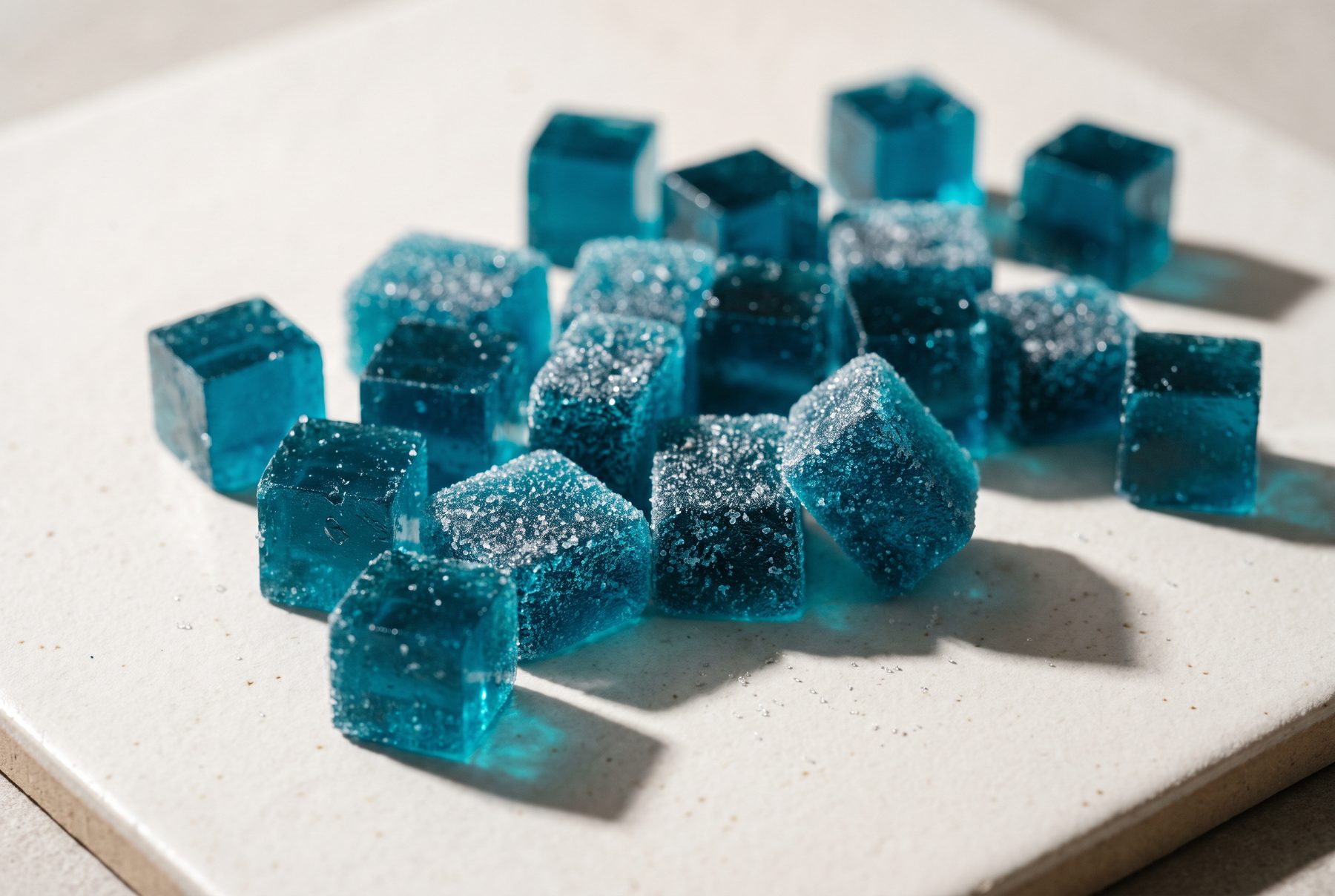 Blue pectin gummies coloured with TintBlue E18